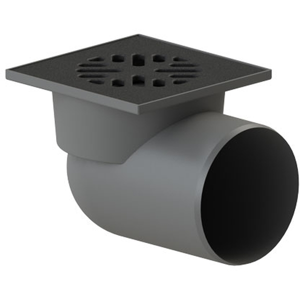 Трап ПП 110 гориз. выпуск решетка чугун 150х150 /гидро+сухой мех. затвор/ ТП-105.110-150HP(Hs+Ms)